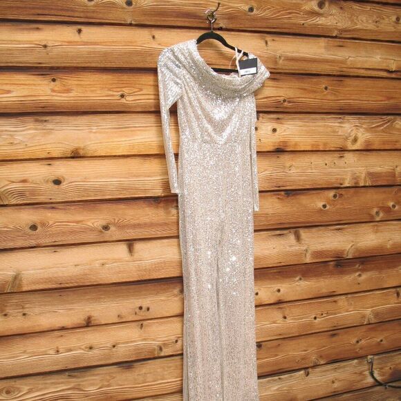 Mac Duggal 26596 SEQUINED DROP SHOULDER LONG SLEEVE JUMPSUIT - Picture 6 of 14